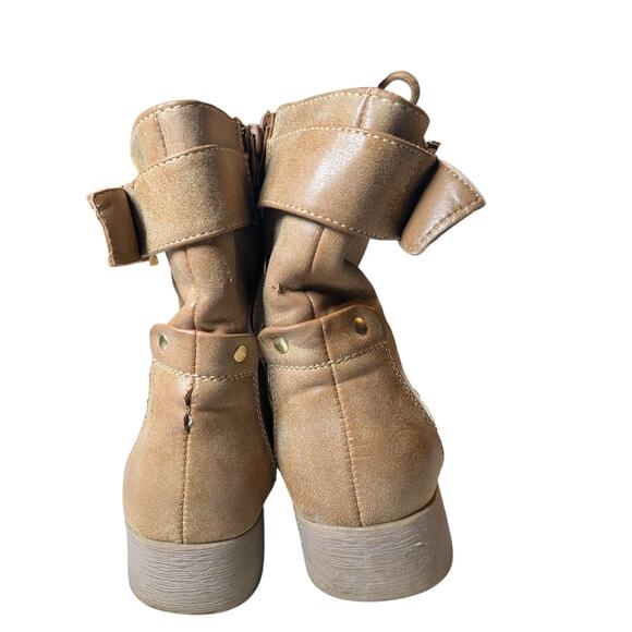 G By Guess Berlyn Women's Tan Combat Boot Sz 8 Lace and Zip Up Gorpcore Gold Zip - Picture 9 of 10